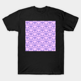 Purple and pink love hearts pattern T-Shirt